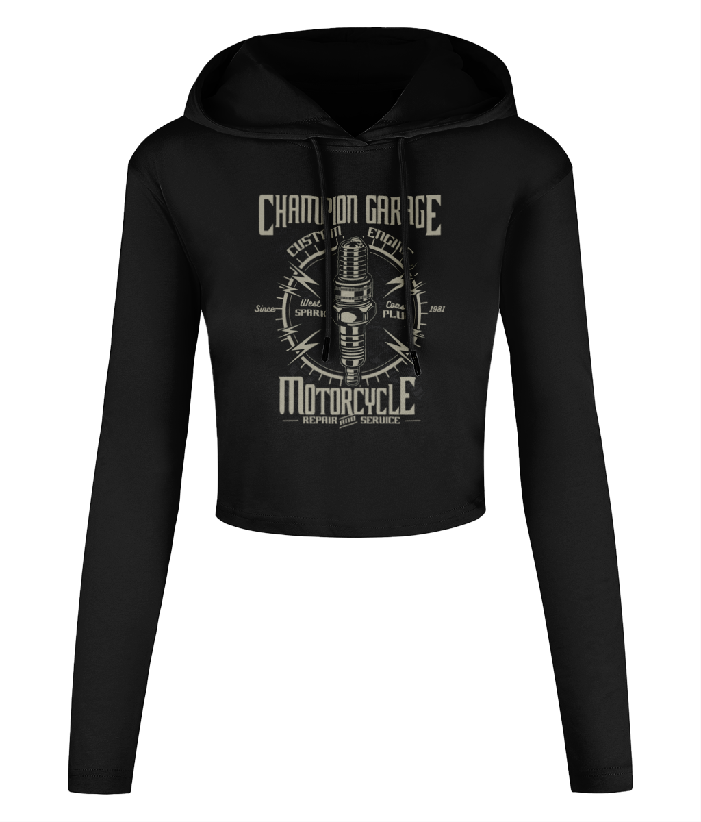 Spark Plug - Women's Cropped Hooded T-shirt - Vitesse T-Shirts UK