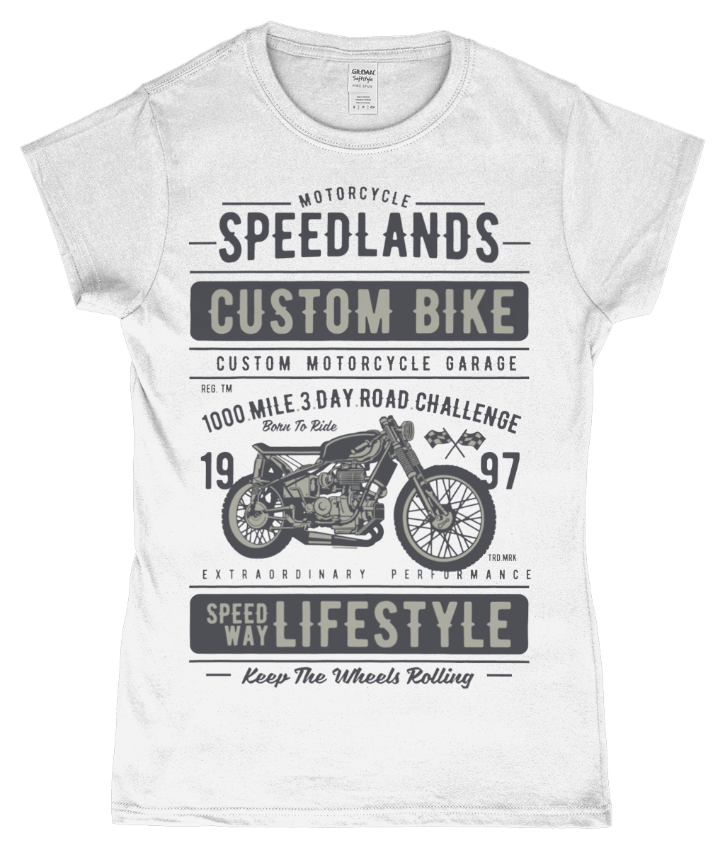 Speedlands Custom Bike - Gildan SoftStyle® Ladies Fitted Ringspun T-Shirt - Vitesse T-Shirts UK
