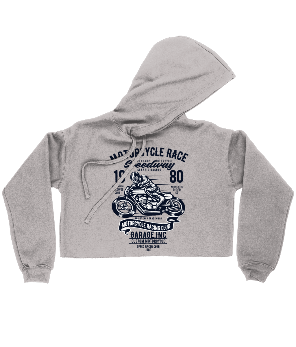Motorcycle Race - Bella Ladies Cropped Hoodie - Vitesse T-Shirts UK