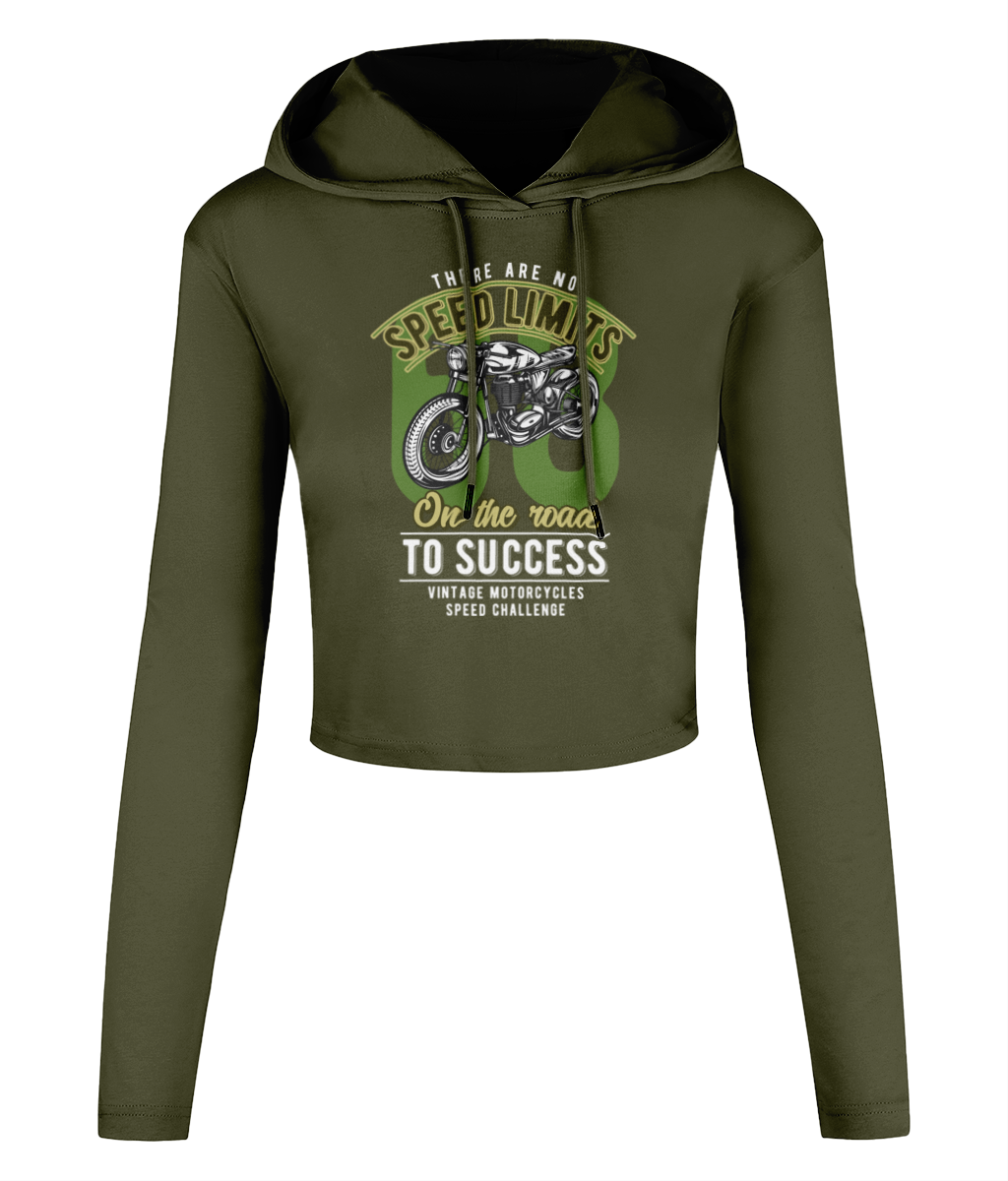 No Speed Limits - Women's Cropped Hooded T-shirt - Vitesse T-Shirts UK