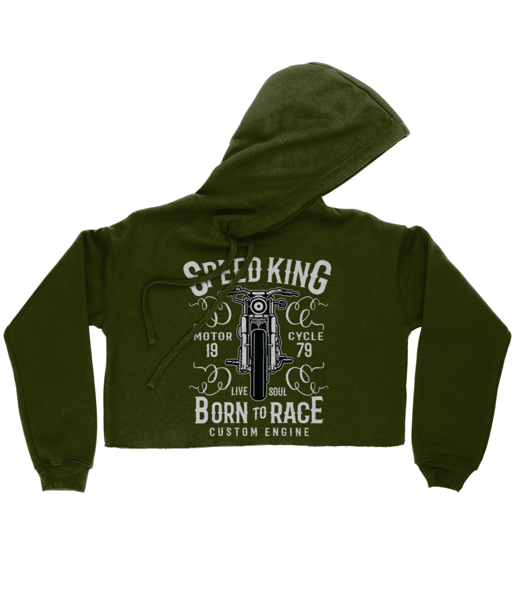 Speed King - Bella Ladies Cropped Hoodie - Vitesse T-Shirts UK