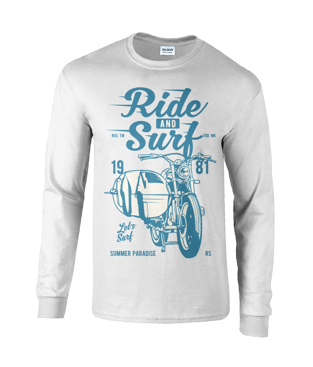Ride And Surf - Ultra Cotton Long Sleeve T-Shirt - Vitesse T-Shirts UK