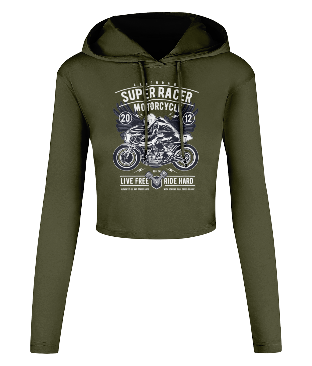 Super Racer - Women's Cropped Hooded T-shirt - Vitesse T-Shirts UK