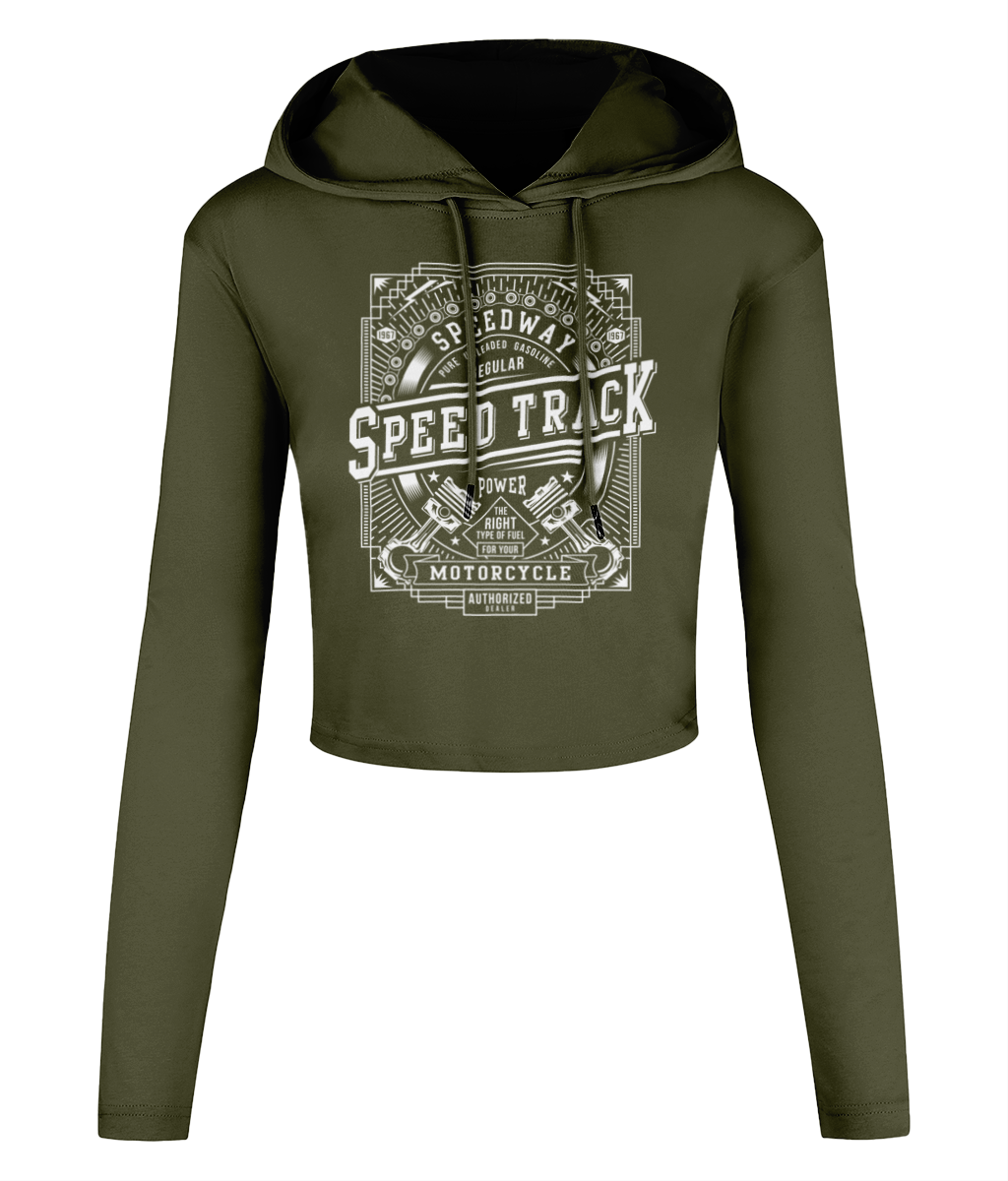 Speed Track - Women's Cropped Hooded T-shirt - Vitesse T-Shirts UK