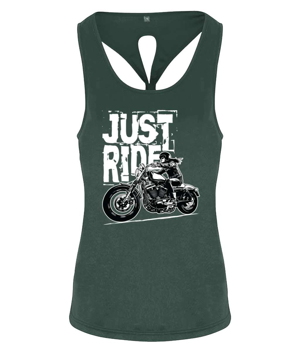 Biker Girl White - TR042 Women's TriDri® Yoga Knot Vest - Vitesse T-Shirts UK