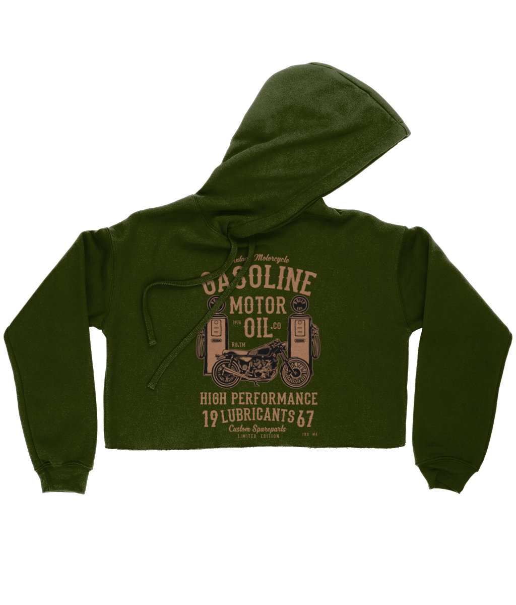 Gasoline Motor Oil - Bella Ladies Cropped Hoodie - Vitesse T-Shirts UK