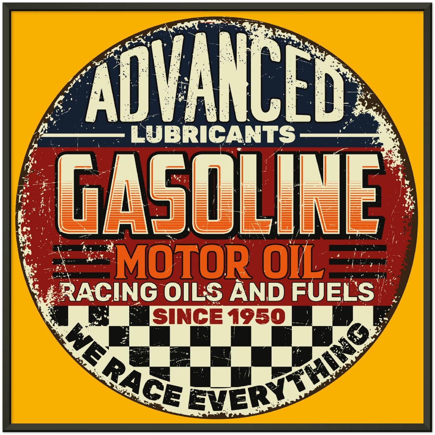 Vintage Gasoline Motor Oil Sign - Premium Semi-Glossy Paper Metal Framed Poster - Vitesse T-Shirts UK