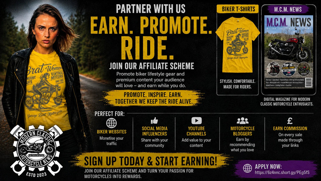 Modern Classic Motorcycle News Launches Affiliate Programme for Motorcycle Websites, YouTubers and Social Media Creators