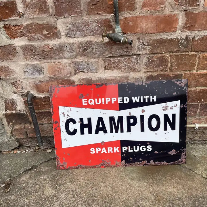 Champion Spark Plugs Metal Sign Plaque - Vitesse T-Shirts UK