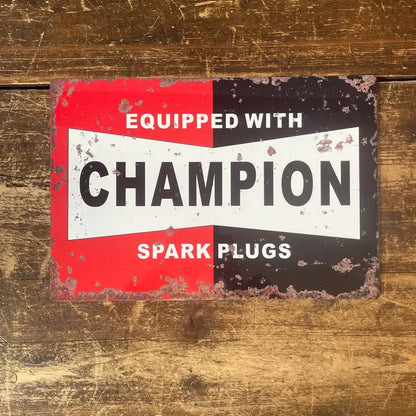 Champion Spark Plugs Metal Sign Plaque - Vitesse T-Shirts UK