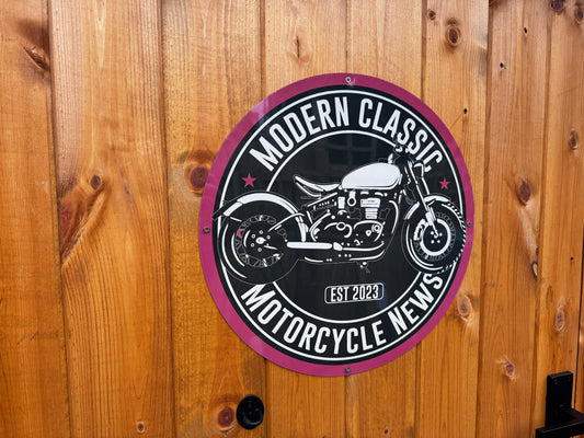 Modern Classic Motorcycle News Metal Sign - Vitesse T-Shirts UK