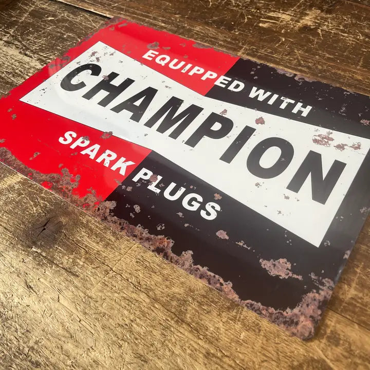 Champion Spark Plugs Metal Sign Plaque - Vitesse T-Shirts UK