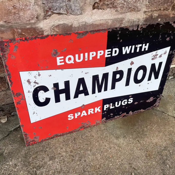 Champion Spark Plugs Metal Sign Plaque - Vitesse T-Shirts UK