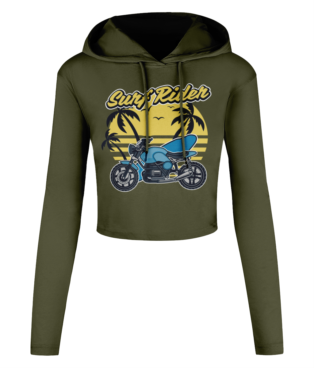 Surf Rider - Women's Cropped Hooded T-shirt - Vitesse T-Shirts UK