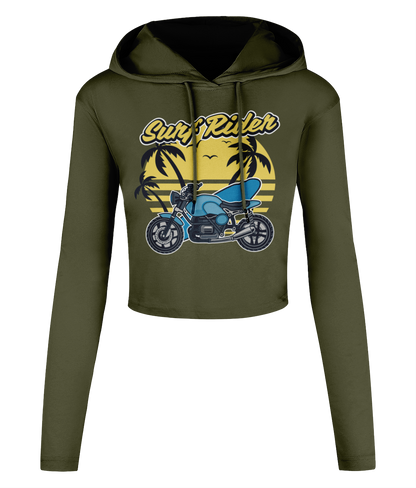 Surf Rider - Women's Cropped Hooded T-shirt - Vitesse T-Shirts UK