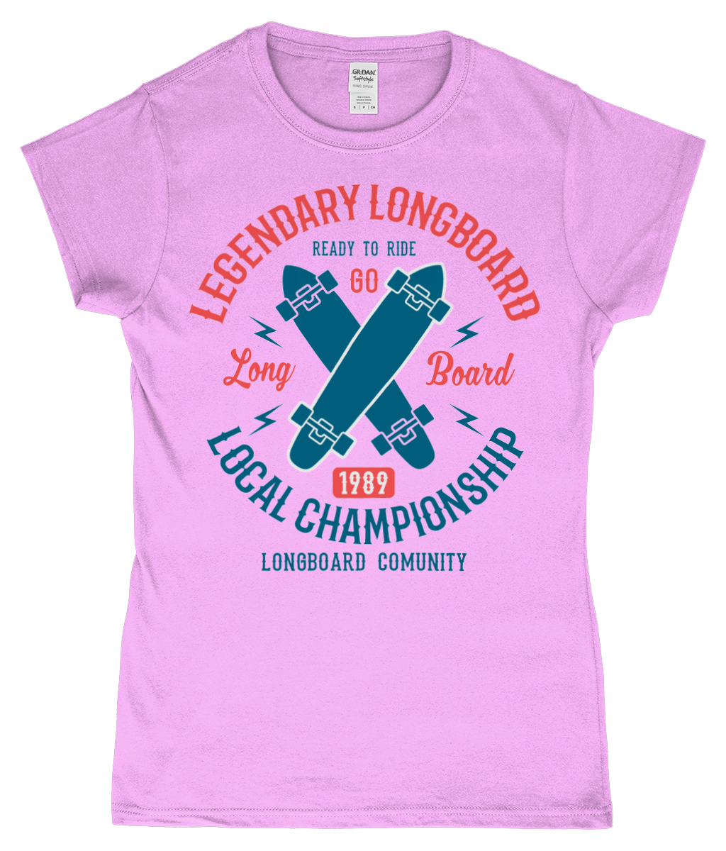 Legendary Longboard – Gildan SoftStyle® Ladies Fitted Ringspun T-Shirt - Vitesse T-Shirts UK