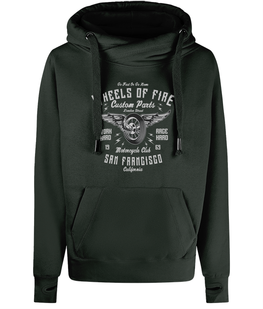 Wheels Of Fire - AWDis Cross Neck Hoodie