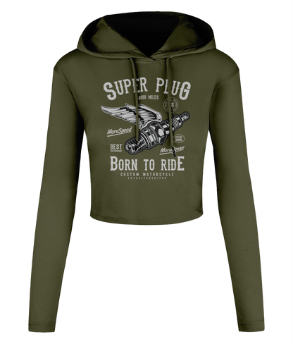 Super Plug - Women's Cropped Hooded T-shirt