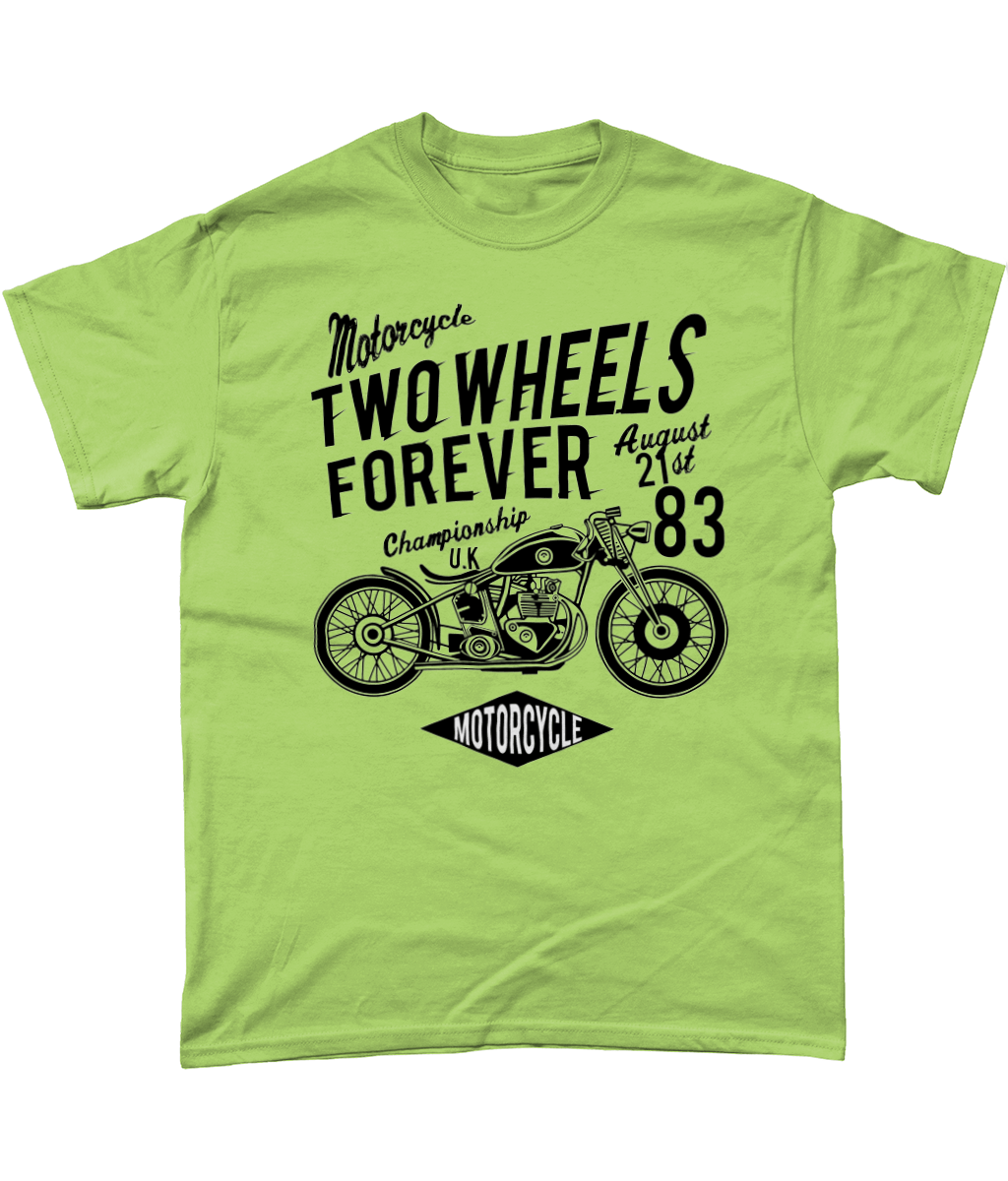 Two Wheels Forever Black – Gildan Heavy Cotton T-Shirt - Vitesse T-Shirts UK