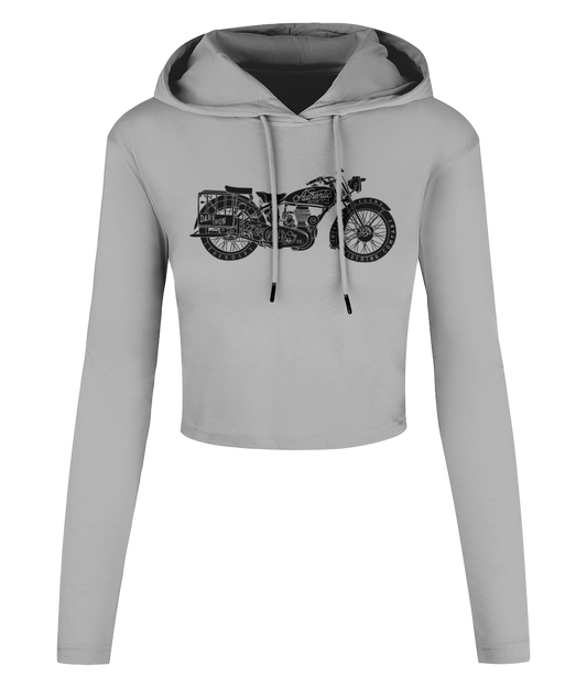 Enjoy The Ride - Black - Women's Cropped Hooded T-shirt