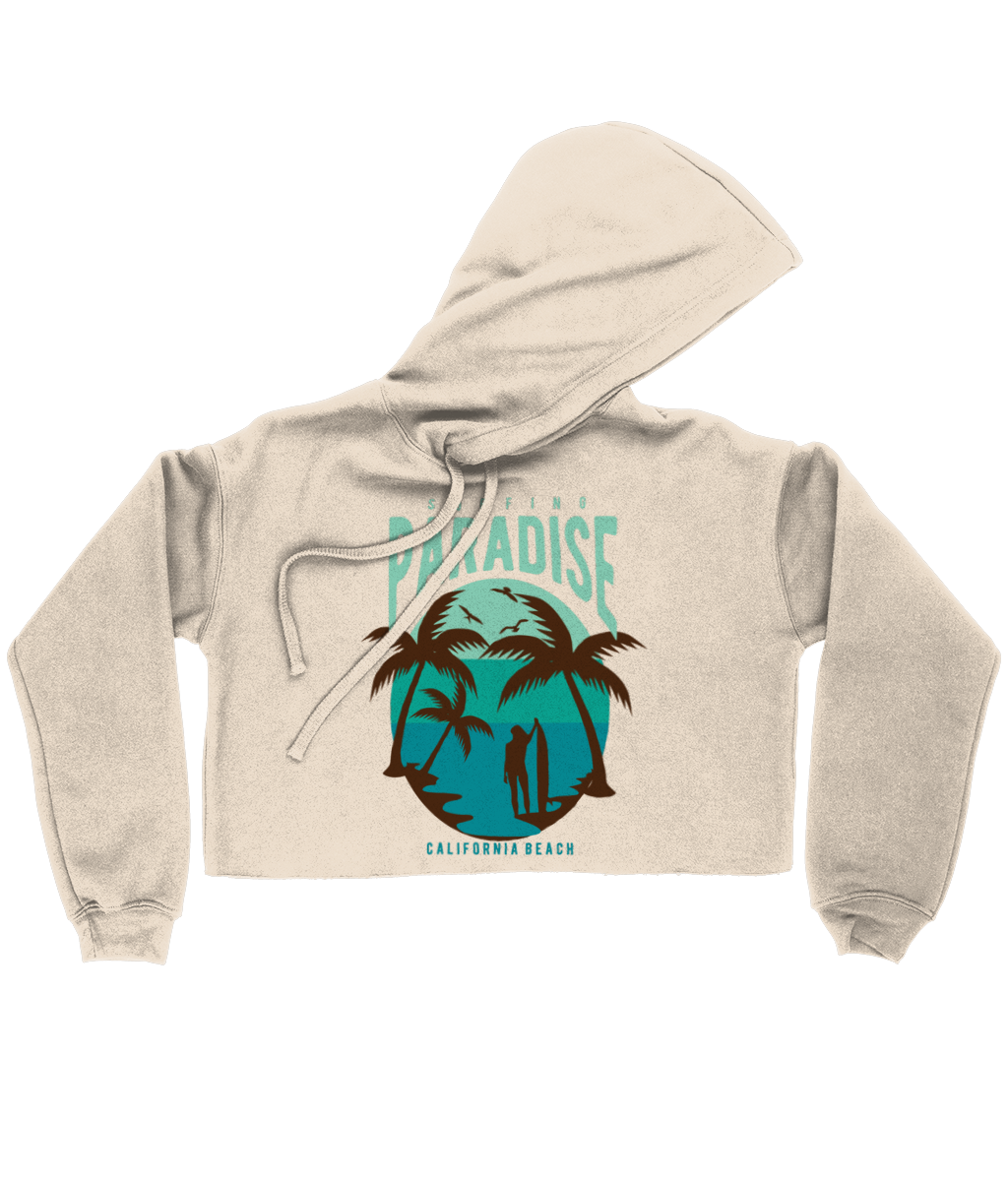 Surfing Paradise California Beach - Bella Ladies Cropped Hoodie