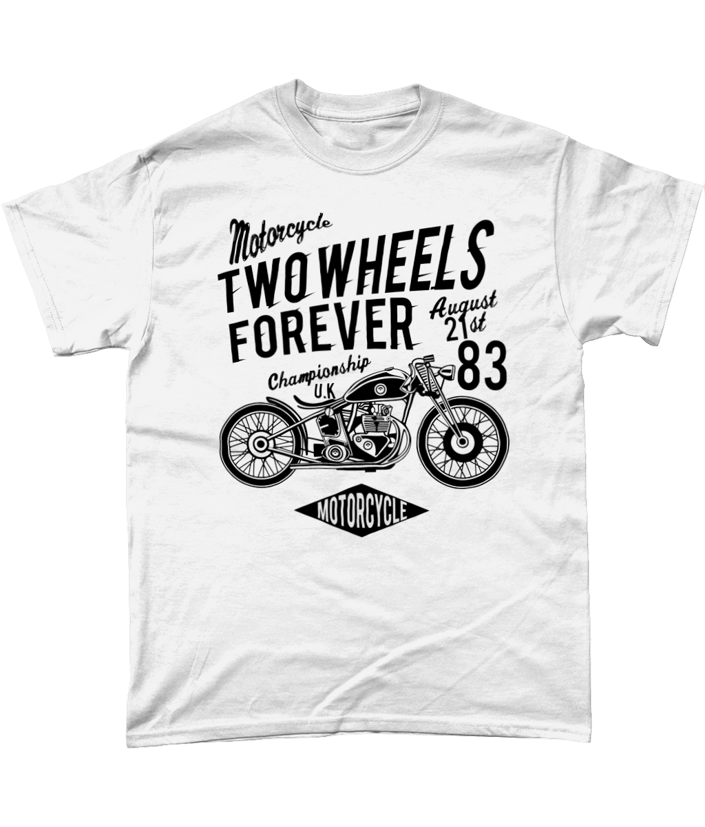 Two Wheels Forever Black – Gildan Heavy Cotton T-Shirt - Vitesse T-Shirts UK