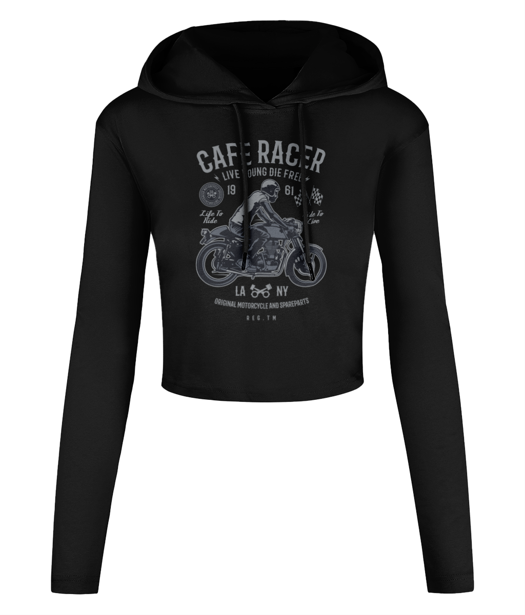 Cafe Racer v3 - Kurzes T-Shirt mit Kapuze für Damen