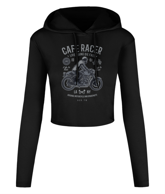 Cafe Racer v3 - Women's Cropped Hooded T-shirt