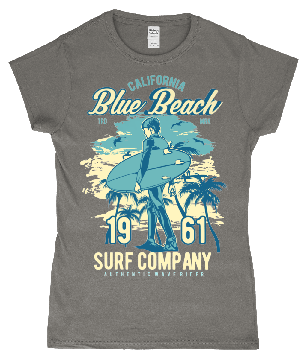 Blue Beach - Gildan SoftStyle® tailliertes ringgesponnenes T-Shirt für Damen