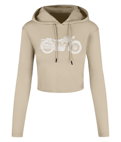 Enjoy The Ride - White - Women's Cropped Hooded T-shirt - Vitesse T-Shirts UK