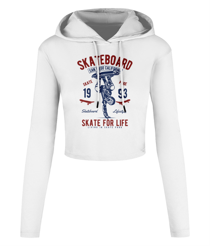 Skate For Life - Women's Cropped Hooded T-shirt