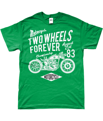 Two Wheels Forever White - SoftStyle Ringspun T-Shirt