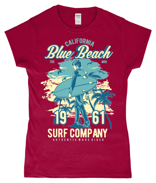 Blue Beach - T-shirt ajusté Gildan SoftStyle® pour femme en fil filé à l'anneau