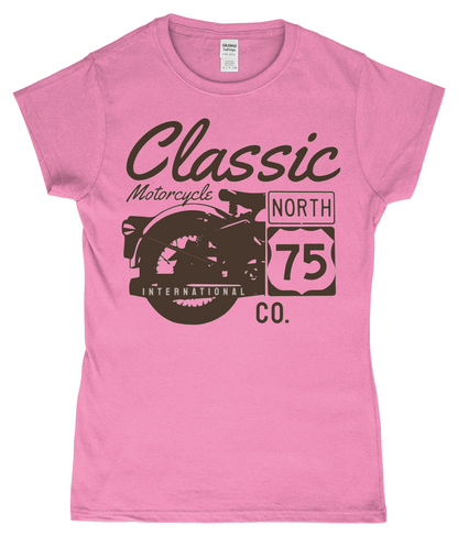 T-shirt ajusté en fil filé pour femme Gildan SoftStyle® Classic Motorcycle 75 Noir