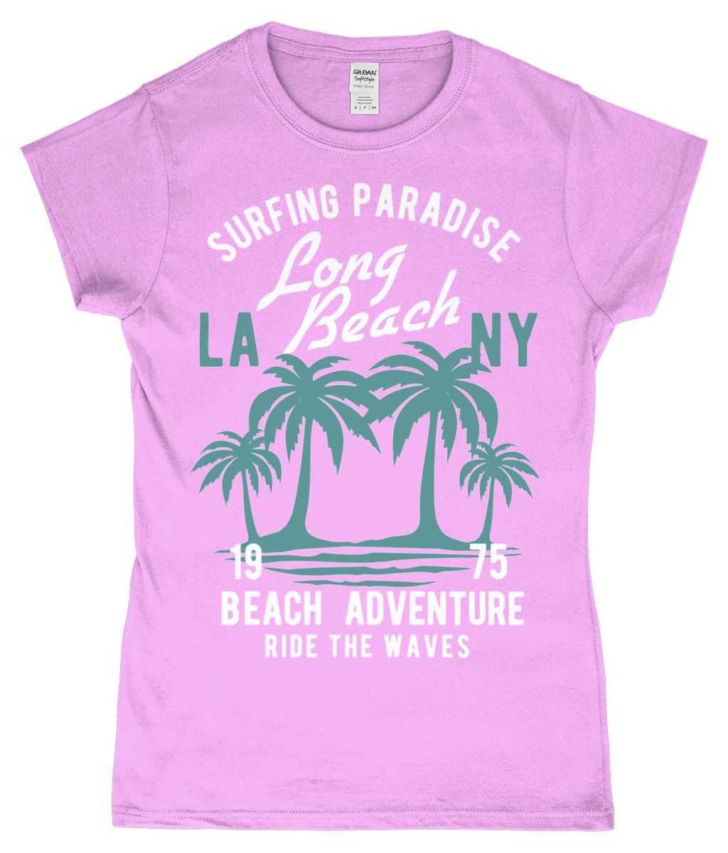 Beach Adventure - Gildan SoftStyle® Ladies Fitted Ringspun T-Shirt - Vitesse T-Shirts UK