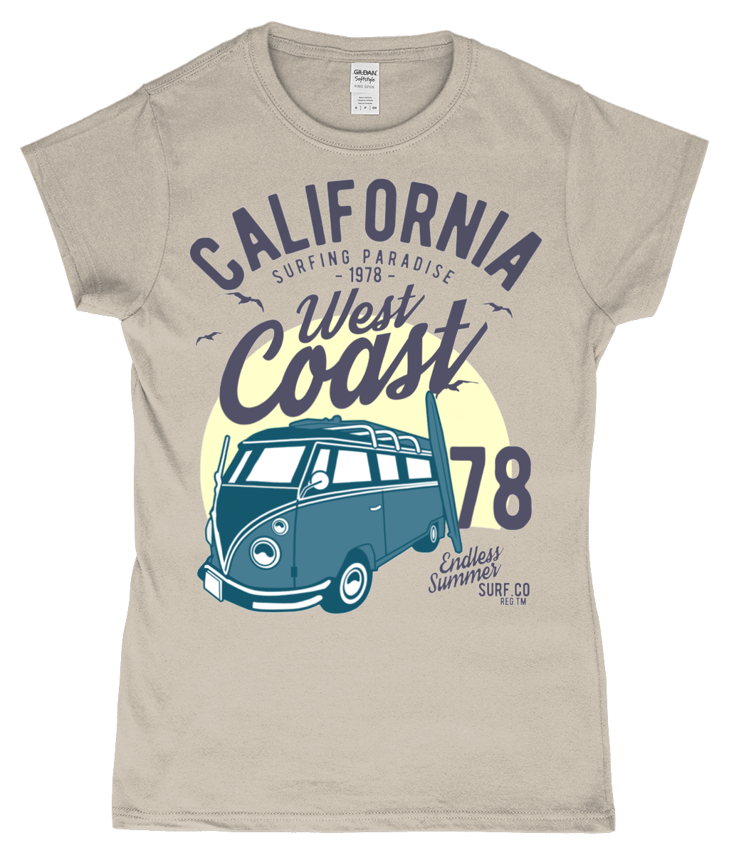 California West Coast v2 - Gildan SoftStyle® Ladies Fitted Ringspun T-Shirt