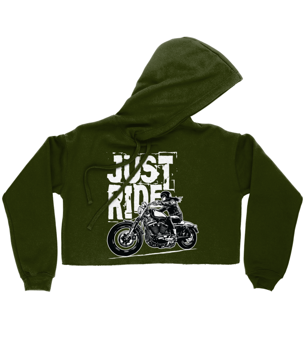 Biker Girl White - Bella Ladies Cropped Hoodie