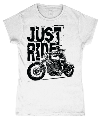 Biker Girl Black - Gildan SoftStyle® Ladies Fitted Ringspun T-Shirt - Vitesse T-Shirts UK