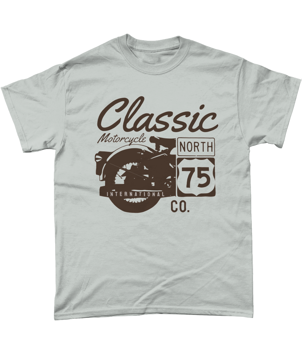 Classic Motorcycle 75 Black - Heavy Cotton T-Shirt