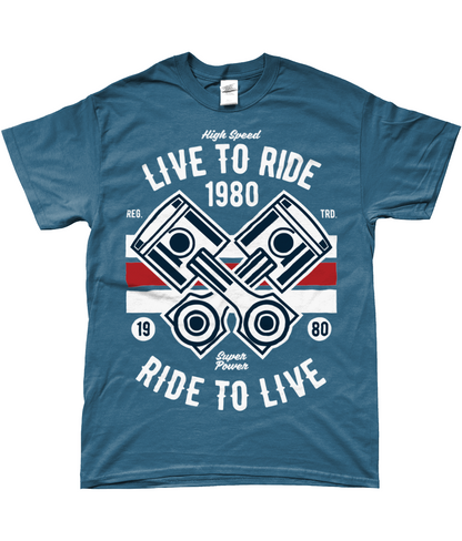 Live To Ride 1980 - Gildan SoftStyle® Ringspun T-Shirt - Vitesse T-Shirts UK