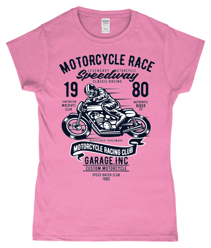 Motorcycle Race - SoftStyle Ladies Fitted Ringspun T-Shirt