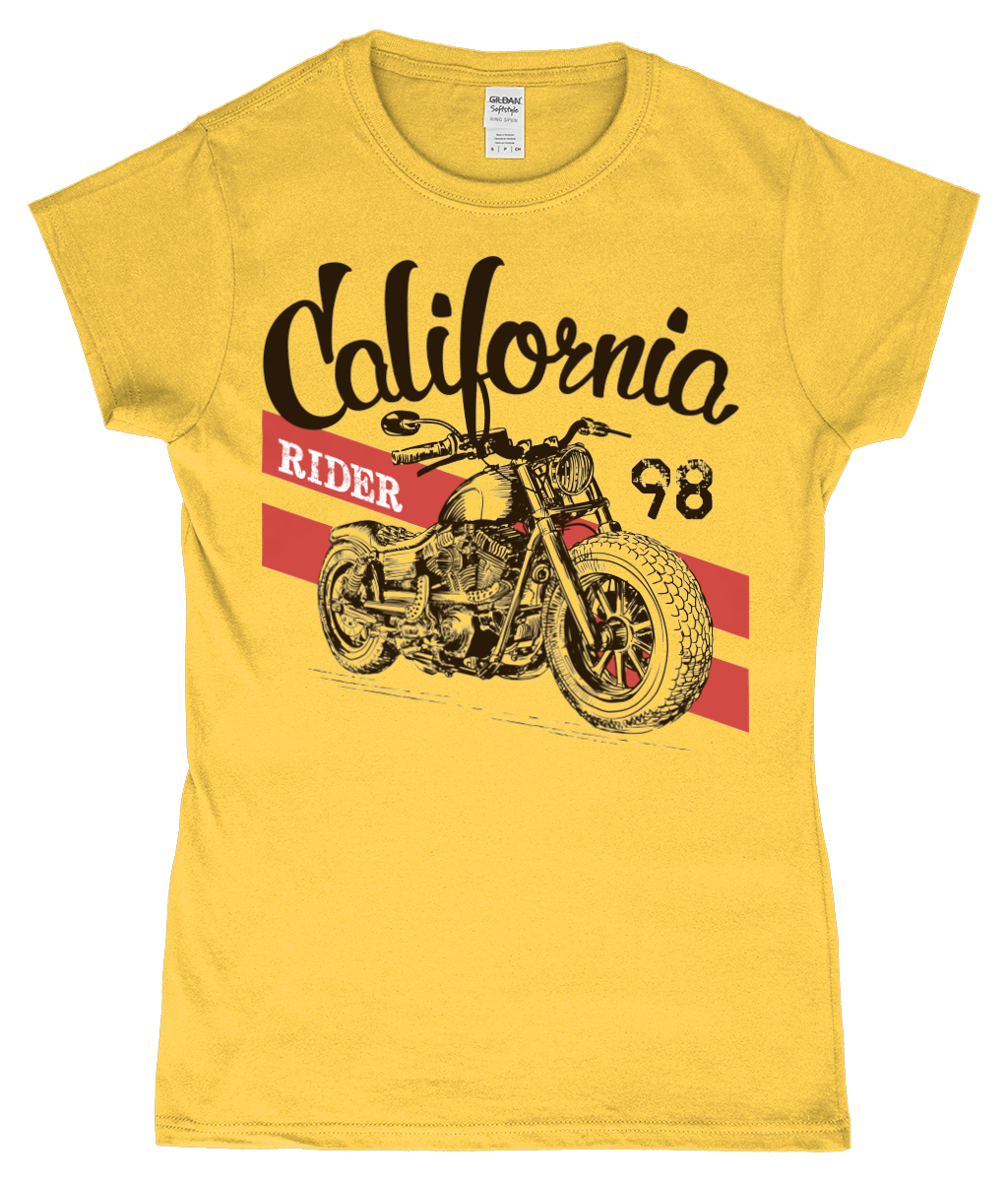 California Rider - Gildan SoftStyle® Ladies Fitted Ringspun T-Shirt - Vitesse T-Shirts UK