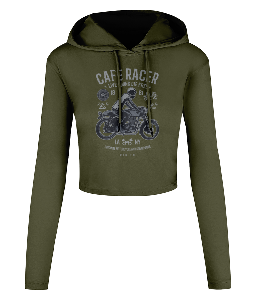 Cafe Racer v3 - Women's Cropped Hooded T-shirt