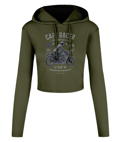 Cafe Racer v3 - Women's Cropped Hooded T-shirt