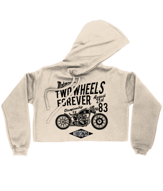 Two Wheels Forever Schwarz - Bella Damen Kurzer Hoodie 