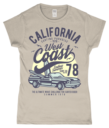 California West Coast – Gildan SoftStyle® Ladies Fitted Ringspun T-Shirt - Vitesse T-Shirts UK