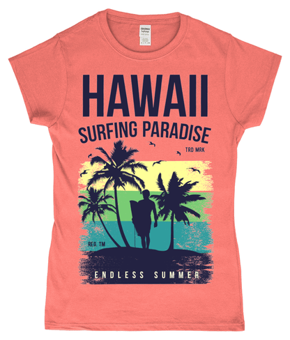 Hawaii Endless Summer – Gildan SoftStyle® Ladies Fitted Ringspun T-Shirt - Vitesse T-Shirts UK