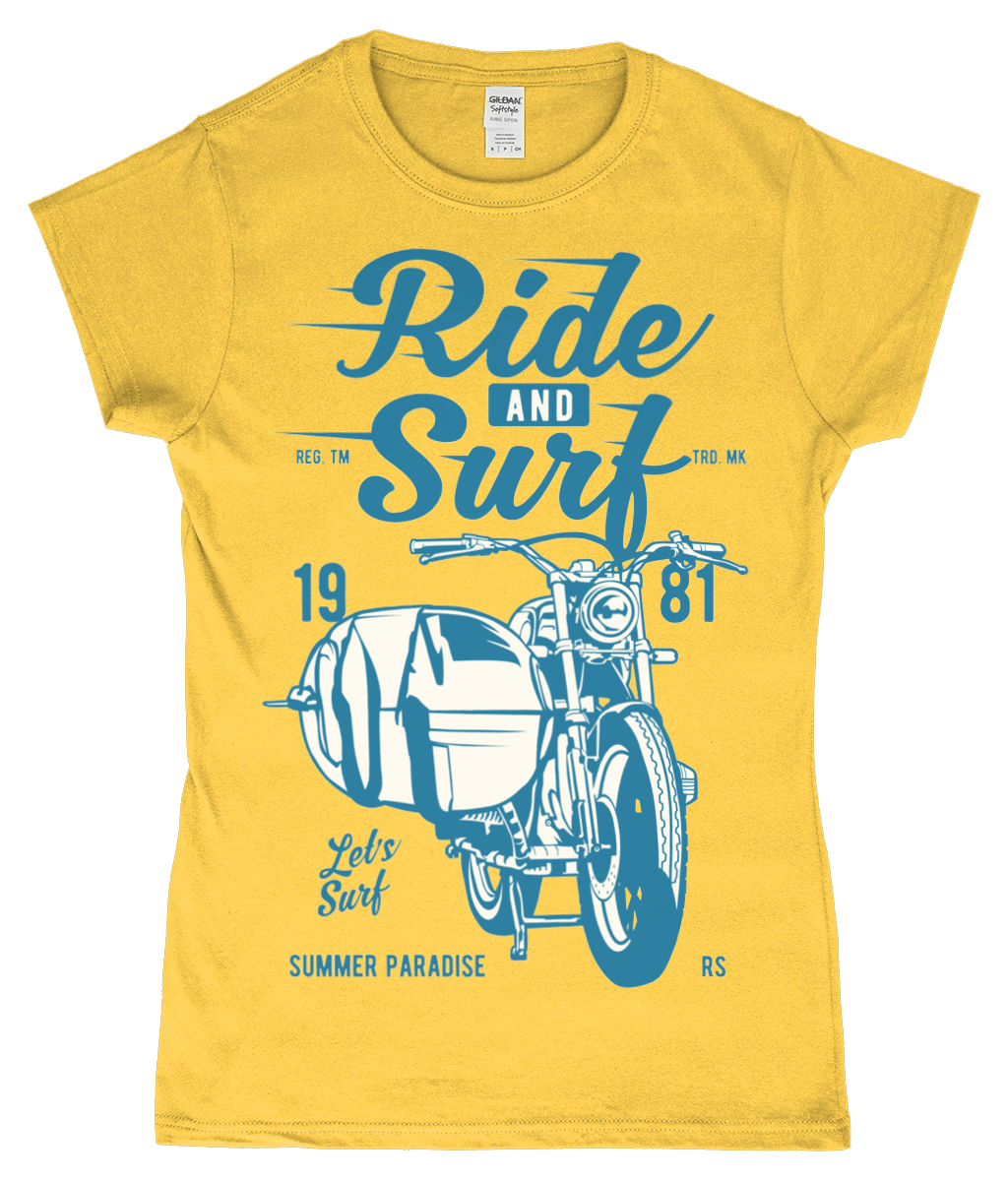 Ride And Surf – Gildan SoftStyle® Ladies Fitted Ringspun T-Shirt - Vitesse T-Shirts UK