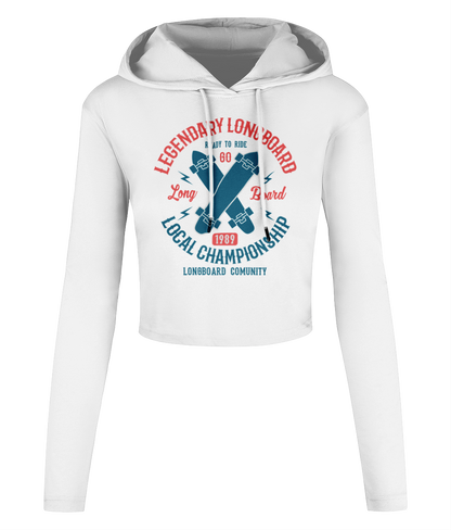 Legendary Longboard - Women's Cropped Hooded T-shirt