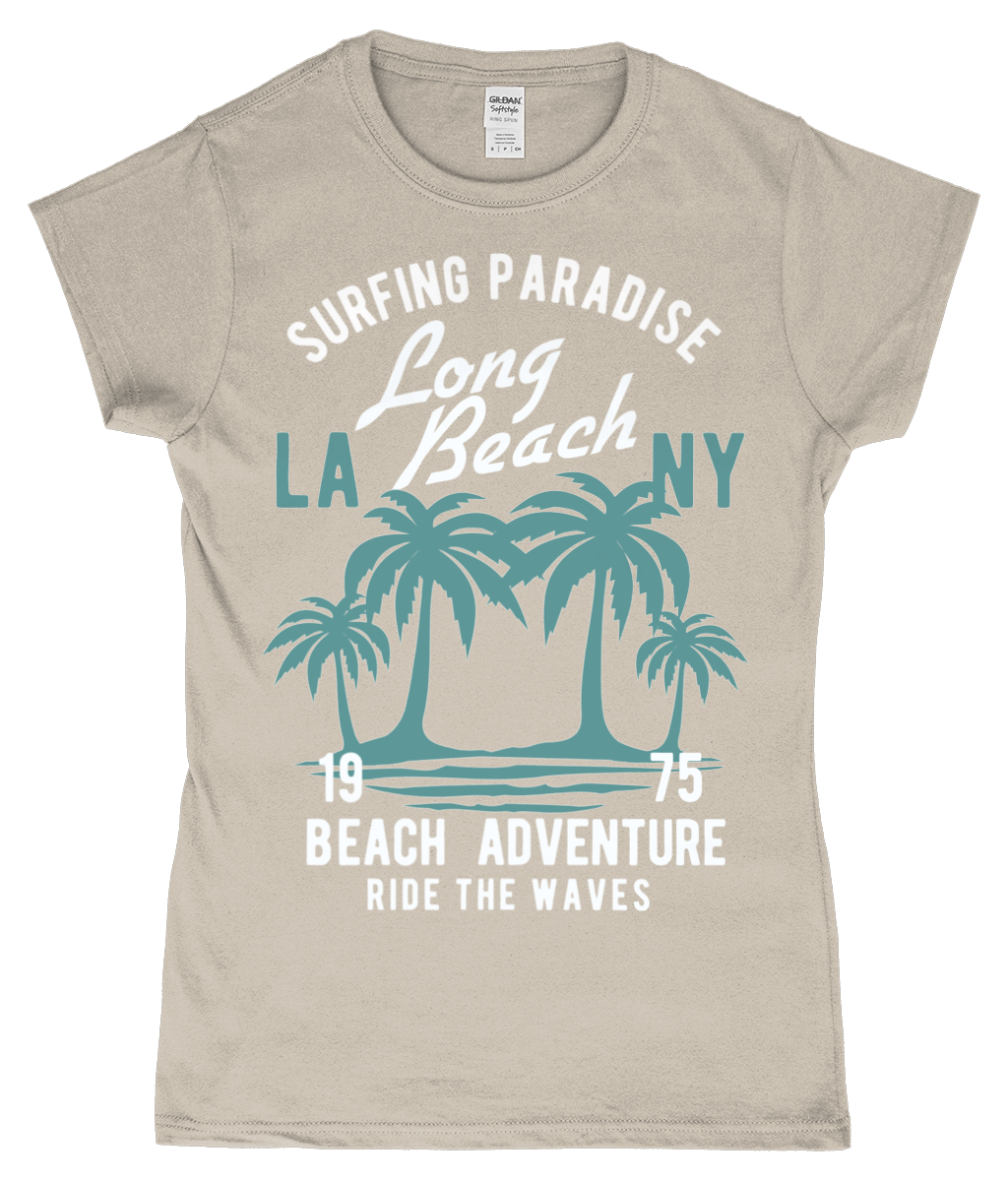 Beach Adventure - Gildan SoftStyle® Ladies Fitted Ringspun T-Shirt - Vitesse T-Shirts UK